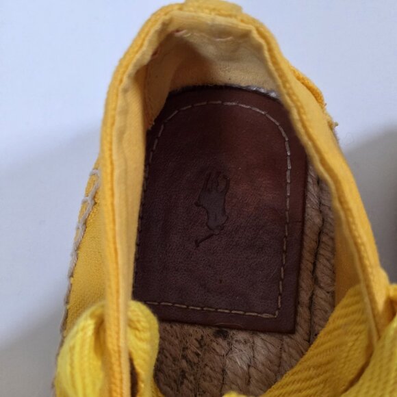 Polo Ralph Lauren Espadrilles Women US 8 Yellow Lace Up Flat Jute Canvas Preppy - Picture 14 of 16